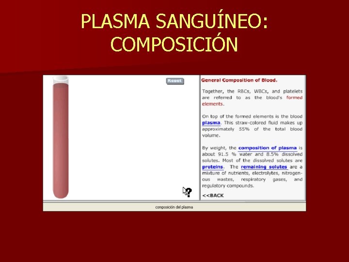 PLASMA SANGUÍNEO: COMPOSICIÓN 