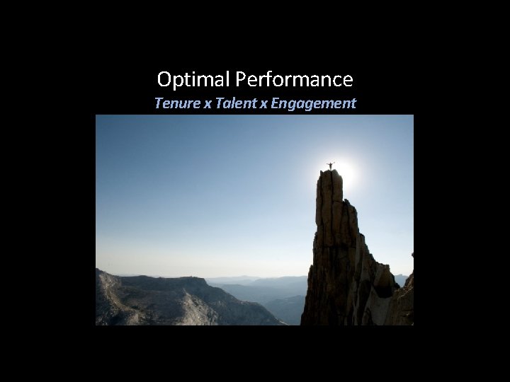 Optimal Performance Tenure x Talent x Engagement 