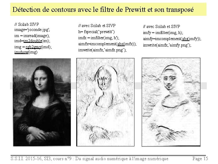 Détection de contours avec le filtre de Prewitt et son transposé // Scilab SIVP