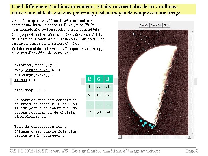 L’œil différencie 2 millions de couleurs, 24 bits en créent plus de 16. 7