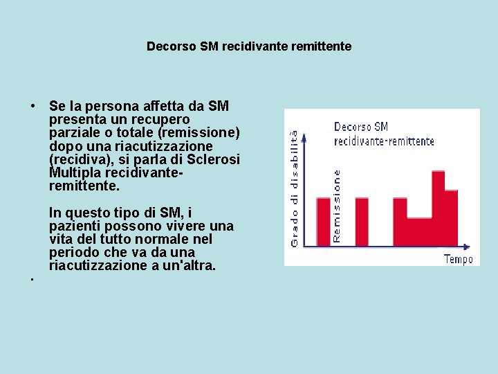 Decorso SM recidivante remittente • Se la persona affetta da SM presenta un recupero