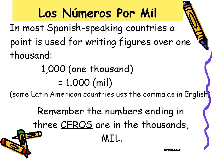 Los Números Por Mil In most Spanish-speaking countries a point is used for writing Los Números Por Mil In most Spanish-speaking countries a point is used for writing