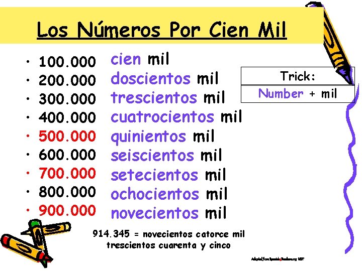 Los Números Por Cien Mil • • • 100. 000 200. 000 300. 000 Los Números Por Cien Mil • • • 100. 000 200. 000 300. 000