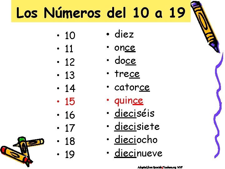Los Números del 10 a 19 • • • 10 11 12 13 14 Los Números del 10 a 19 • • • 10 11 12 13 14