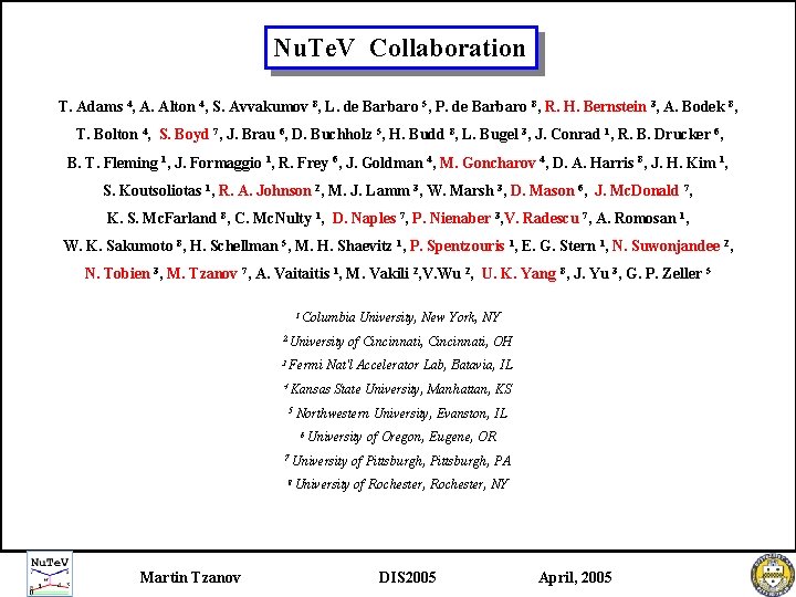 Nu. Te. V Collaboration T. Adams 4, A. Alton 4, S. Avvakumov 8, L.