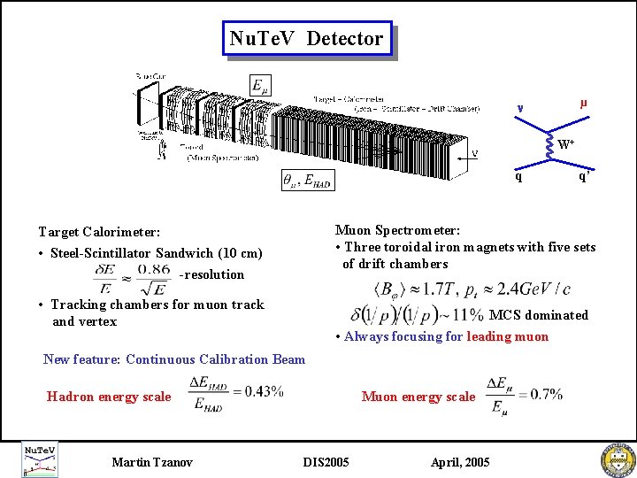 Nu. Te. V Detector µ W+ q Muon Spectrometer: • Three toroidal iron magnets Nu. Te. V Detector µ W+ q Muon Spectrometer: • Three toroidal iron magnets