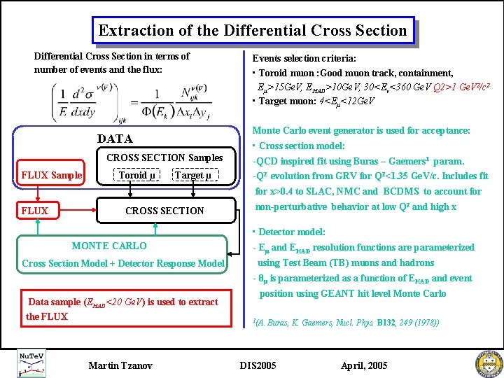 Extraction of the Differential Cross Section in terms of number of events and the