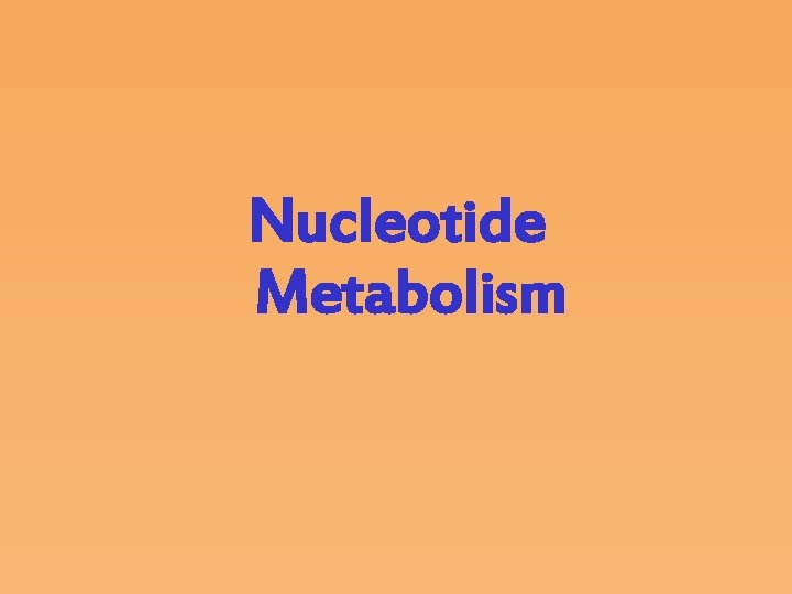 Nucleotide Metabolism 