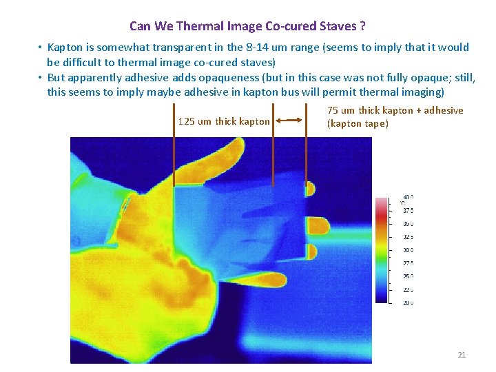 Can We Thermal Image Co-cured Staves ? • Kapton is somewhat transparent in the