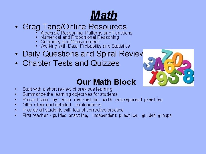 Math • Greg Tang/Online Resources • • Algebraic Reasoning: Patterns and Functions Numerical and