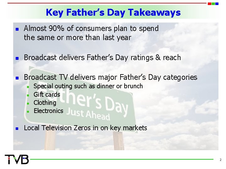 Key Father’s Day Takeaways n Almost 90% of consumers plan to spend the same