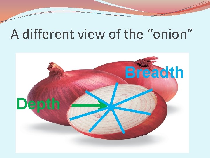 A different view of the “onion” Breadth Depth 
