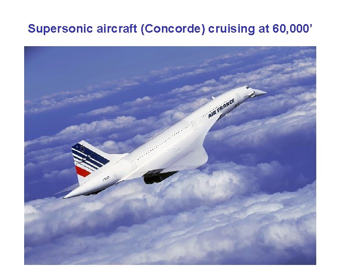 Supersonic aircraft (Concorde) cruising at 60, 000’ 