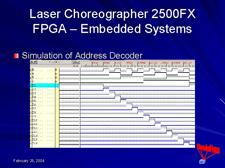 Laser Choreographer 2500 FX FPGA – Embedded Systems Simulation of Address Decoder February 26,