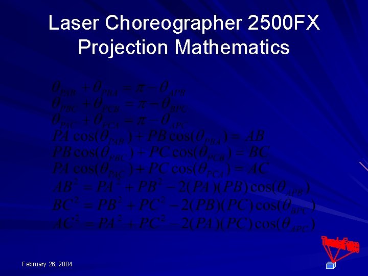 Laser Choreographer 2500 FX Projection Mathematics February 26, 2004 