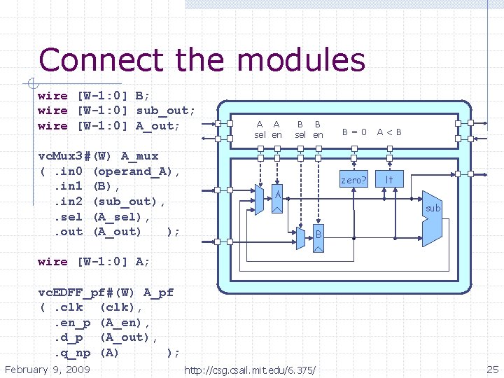 Connect the modules wire [W-1: 0] B; wire [W-1: 0] sub_out; wire [W-1: 0]