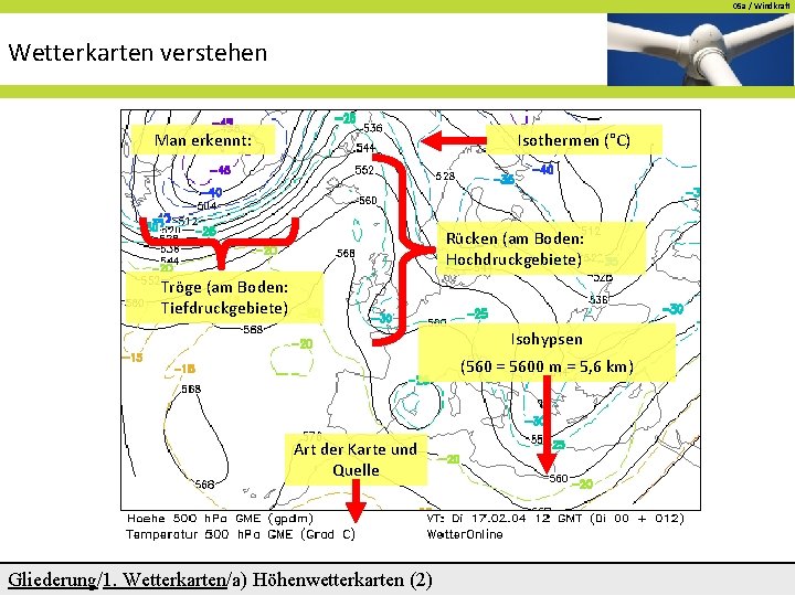 05 a / Windkraft Wetterkarten verstehen Beispiel: Vorhersagekarte für den 17. Isothermen Februar(°C)2004, Man