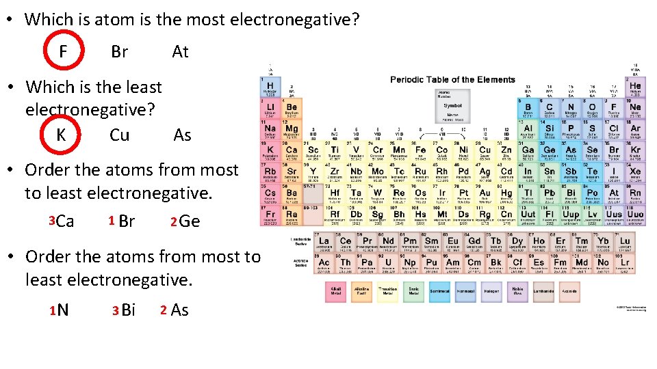 • Which is atom is the most electronegative? F Br At • Which • Which is atom is the most electronegative? F Br At • Which
