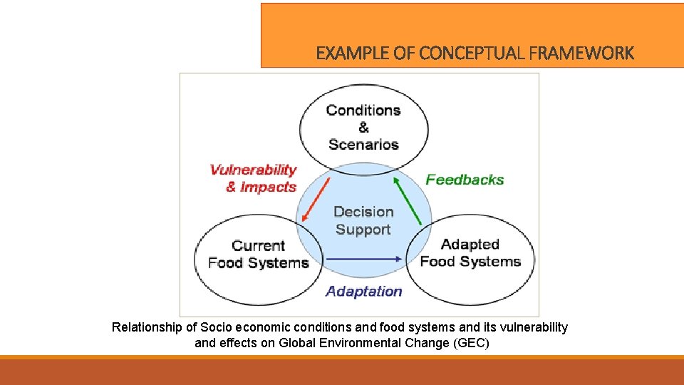 EXAMPLE OF CONCEPTUAL FRAMEWORK Relationship of Socio economic conditions and food systems and its