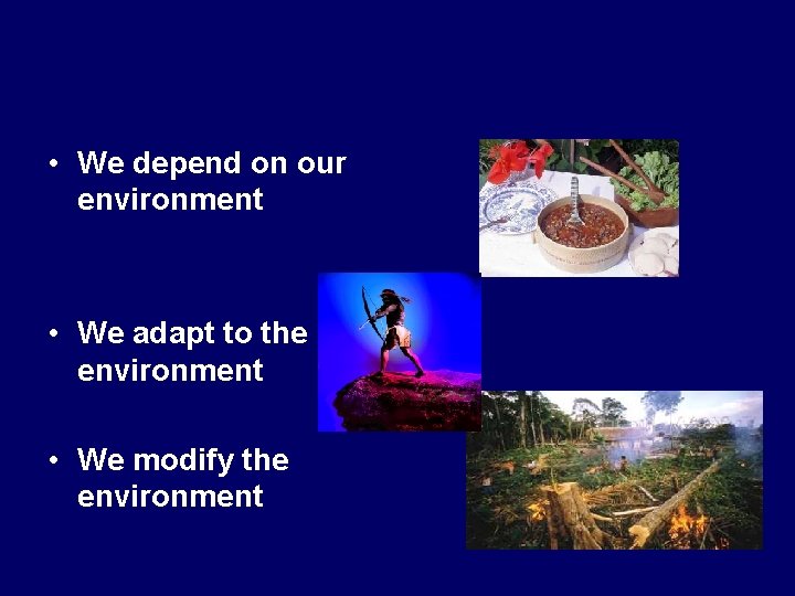  • We depend on our environment • We adapt to the environment •