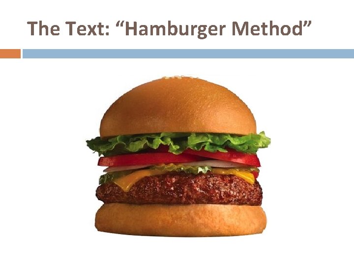 The Text: “Hamburger Method” 