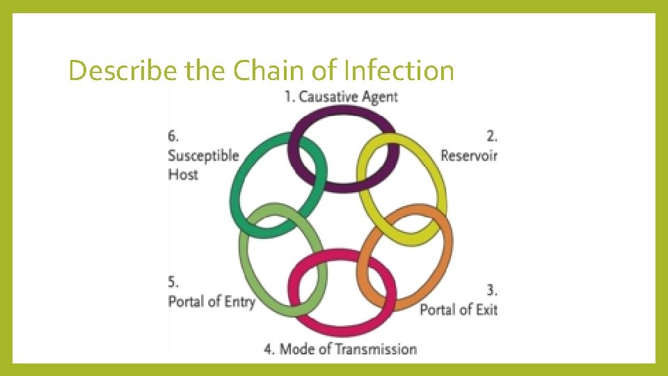 Describe the Chain of Infection 