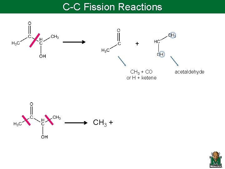 C-C Fission Reactions + CH 3 + CO or H + ketene CH 3