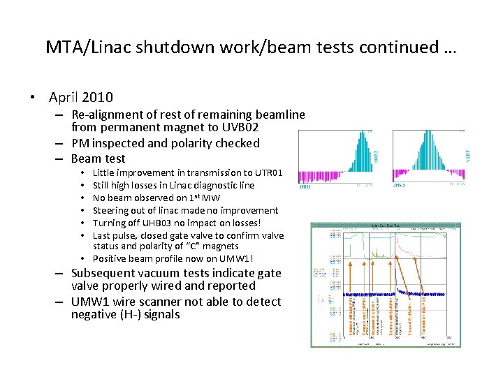 MTA/Linac shutdown work/beam tests continued … • April 2010 – Re-alignment of rest of MTA/Linac shutdown work/beam tests continued … • April 2010 – Re-alignment of rest of