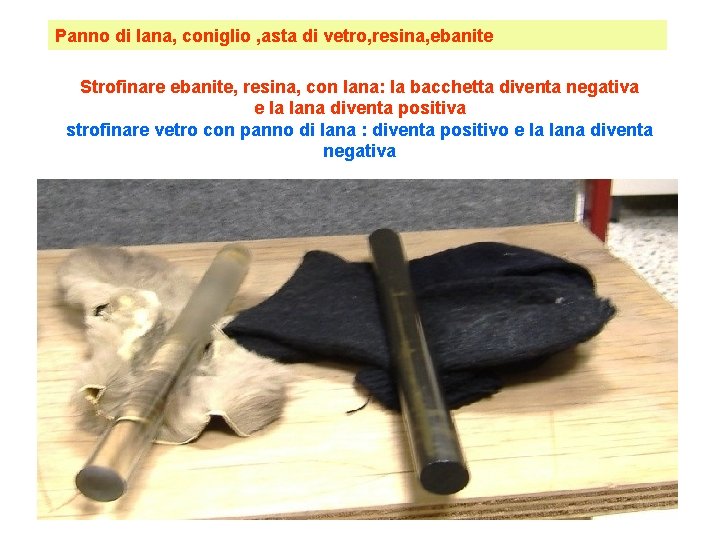 Panno di lana, coniglio , asta di vetro, resina, ebanite Strofinare ebanite, resina, con