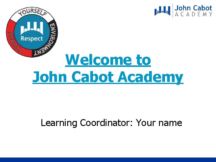Welcome to John Cabot Academy Learning Coordinator: Your name 