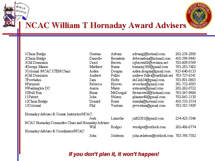 NCAC William T Hornaday Award Advisers 1 Chain Bridge 2 Chain Bridge 3 Old