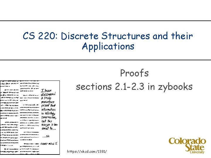 CS 220: Discrete Structures and their Applications Proofs sections 2. 1 -2. 3 in