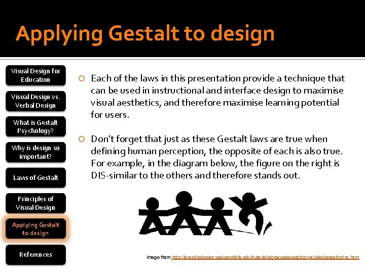 Applying Gestalt to design Visual Design for Education Each of the laws in this