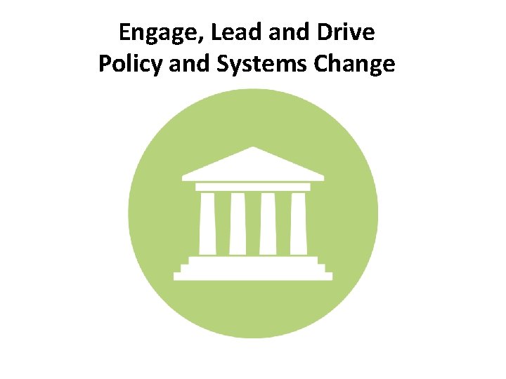 Engage, Lead and Drive Policy and Systems Change 