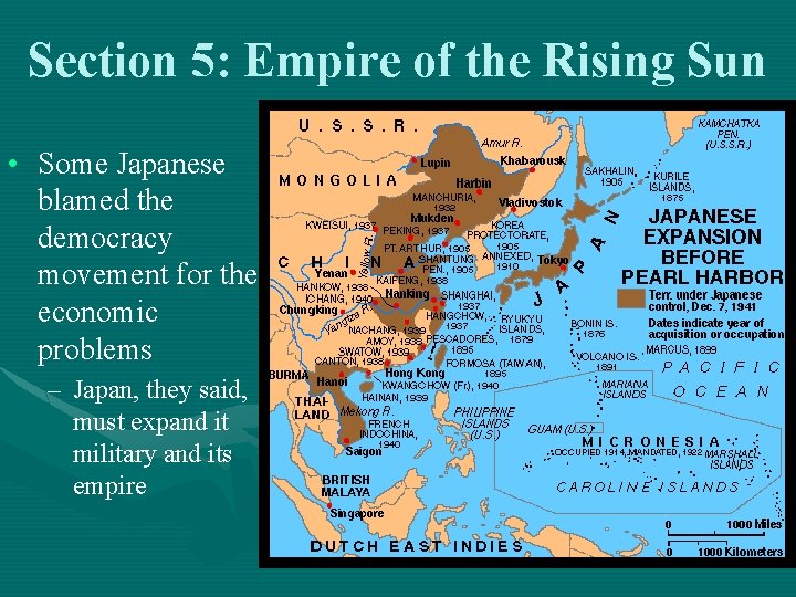 Section 5: Empire of the Rising Sun • Some Japanese blamed the democracy movement Section 5: Empire of the Rising Sun • Some Japanese blamed the democracy movement