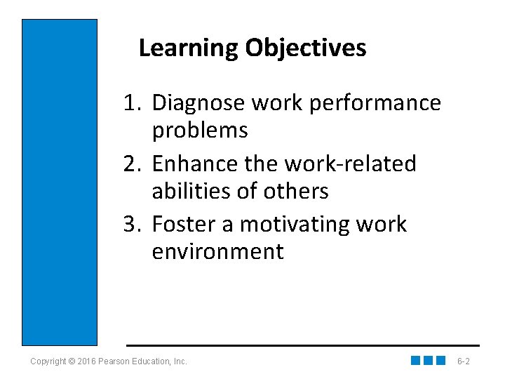 Learning Objectives 1. Diagnose work performance problems 2. Enhance the work-related abilities of others