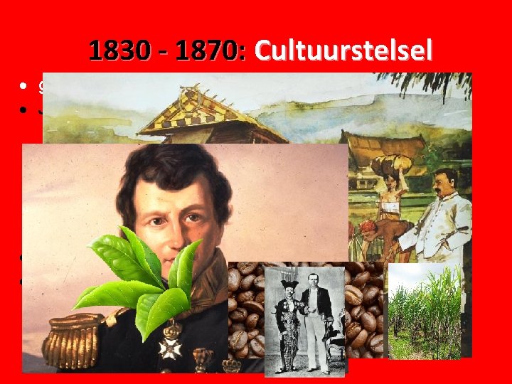 1830 - 1870: Cultuurstelsel · gouverneur-generaal Van den Bosch · Javaanse boeren · 20%