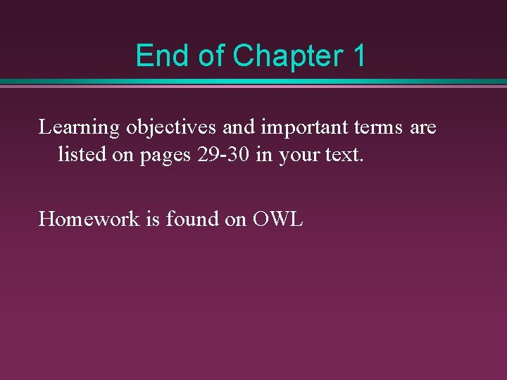 End of Chapter 1 Learning objectives and important terms are listed on pages 29