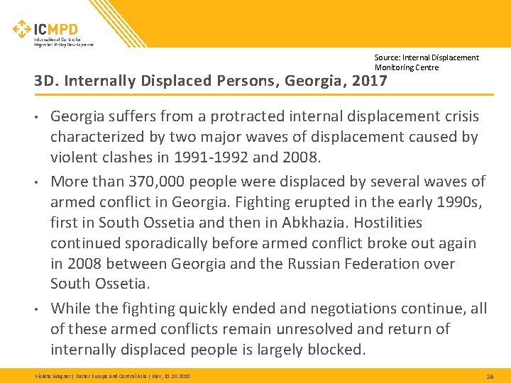 Source: Internal Displacement Monitoring Centre 3 D. Internally Displaced Persons, Georgia, 2017 • • Source: Internal Displacement Monitoring Centre 3 D. Internally Displaced Persons, Georgia, 2017 • •