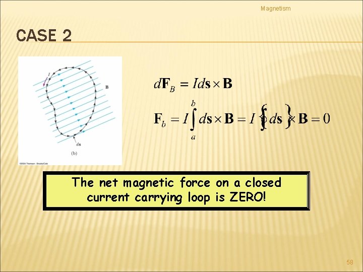 Magnetism CASE 2 The net magnetic force on a closed current carrying loop is