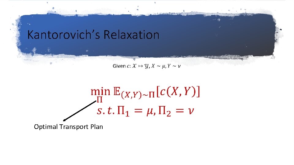Kantorovich’s Relaxation Optimal Transport Plan Kantorovich’s Relaxation Optimal Transport Plan