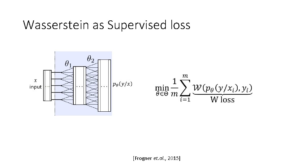 Wasserstein as Supervised loss [Frogner et. al. , 2015] 