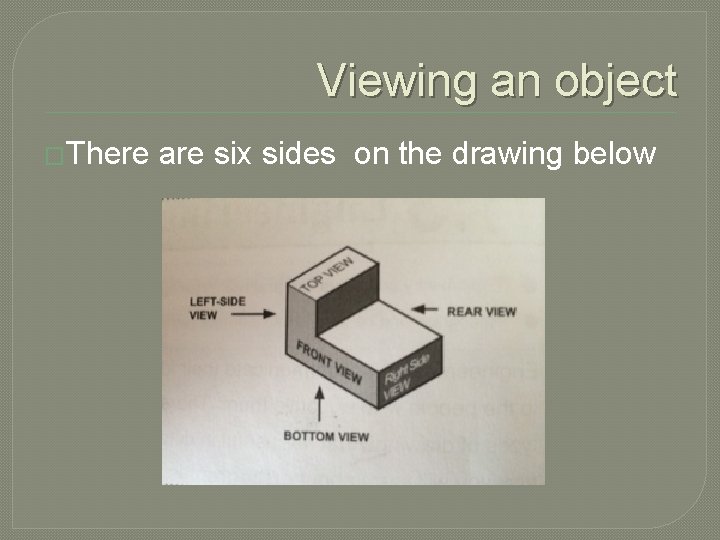 Viewing an object �There are six sides on the drawing below 