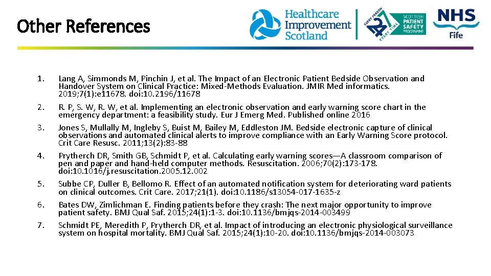 Other References 1. 2. 3. 4. 5. 6. 7. Lang A, Simmonds M, Pinchin