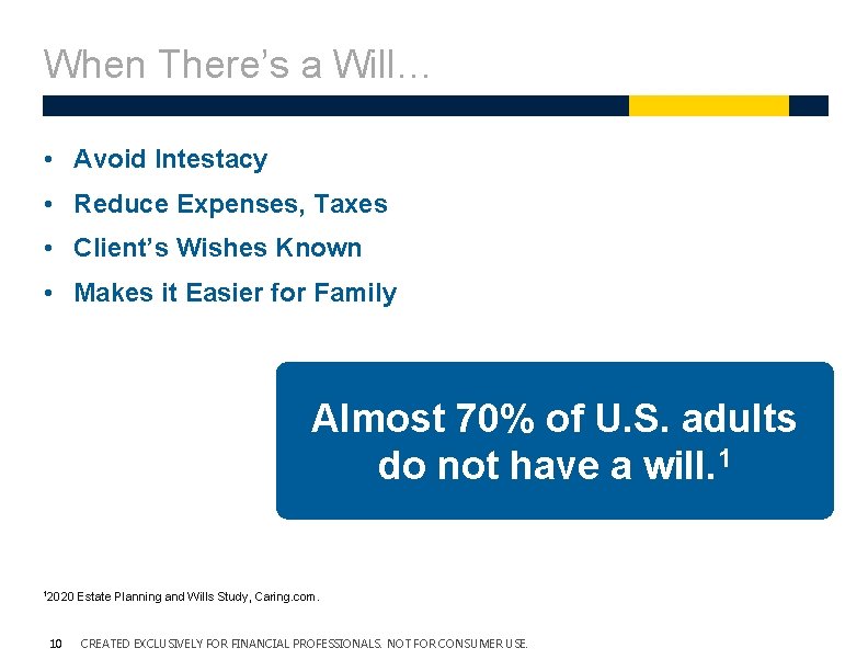 When There’s a Will… • Avoid Intestacy • Reduce Expenses, Taxes • Client’s Wishes When There’s a Will… • Avoid Intestacy • Reduce Expenses, Taxes • Client’s Wishes