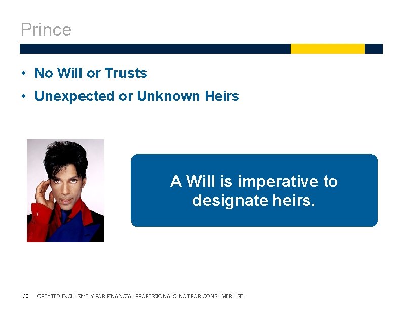 Prince • No Will or Trusts • Unexpected or Unknown Heirs A Will is Prince • No Will or Trusts • Unexpected or Unknown Heirs A Will is