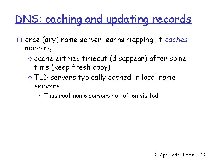 DNS: caching and updating records r once (any) name server learns mapping, it caches