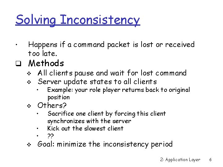 Solving Inconsistency • Happens if a command packet is lost or received too late.