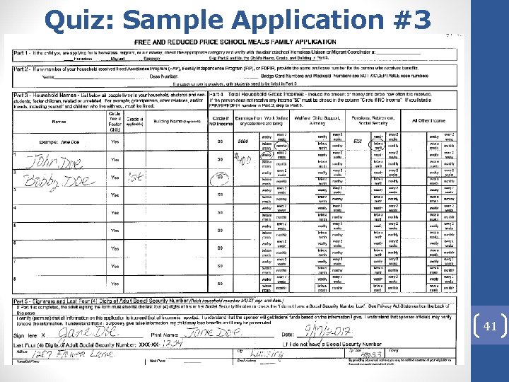 Quiz: Sample Application #3 41 