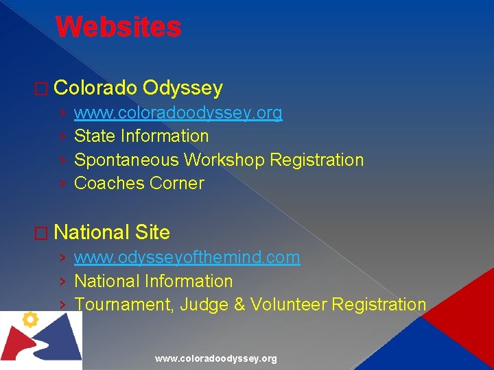 Websites � Colorado Odyssey › www. coloradoodyssey. org › State Information › Spontaneous Workshop